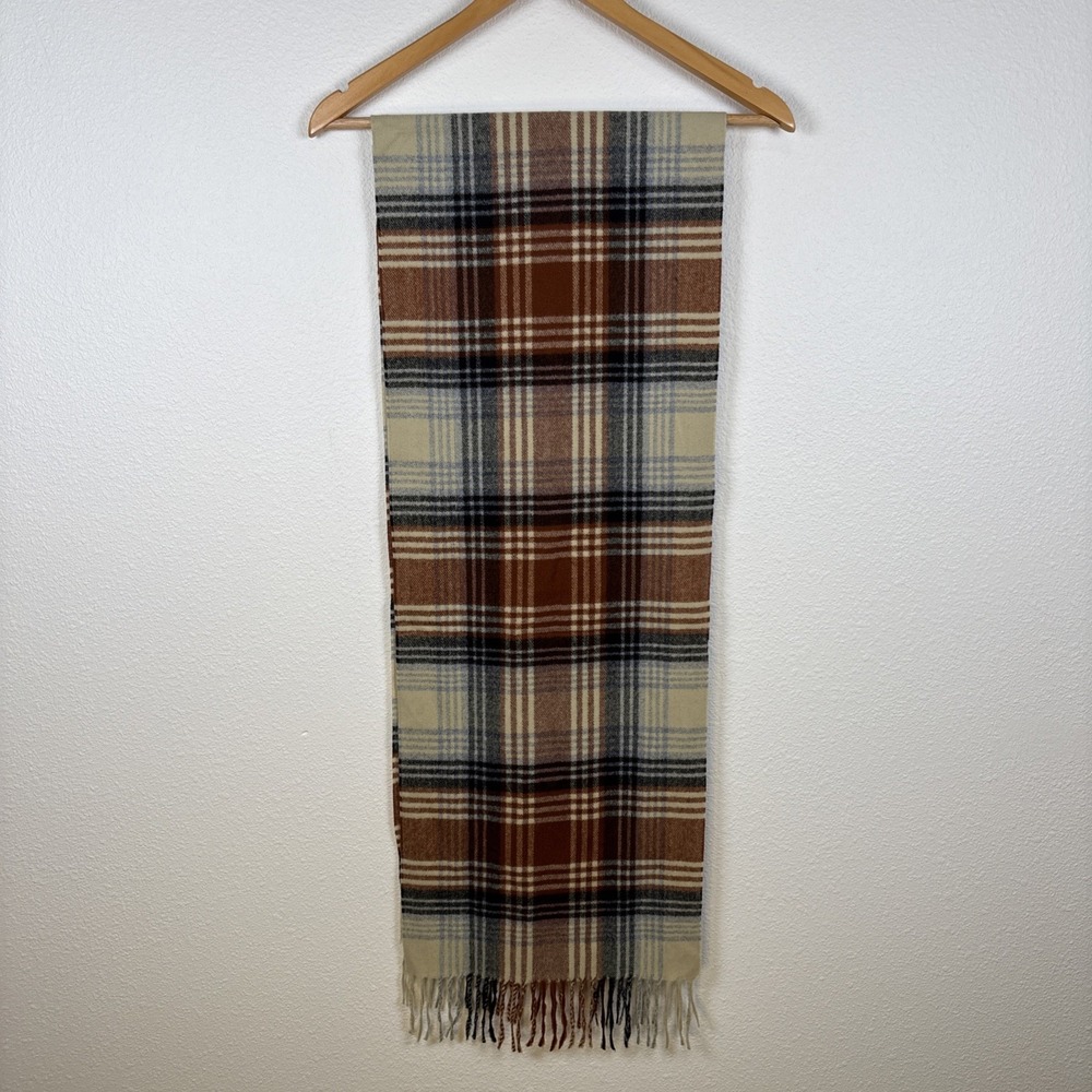 VTG Plaid Neck Scarf 100% Cashmere Hand Tailored Made in Germany - Picture 8 of 10